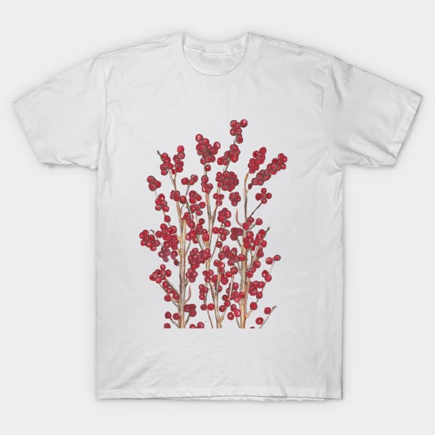 Red Berries T-Shirt by msmart